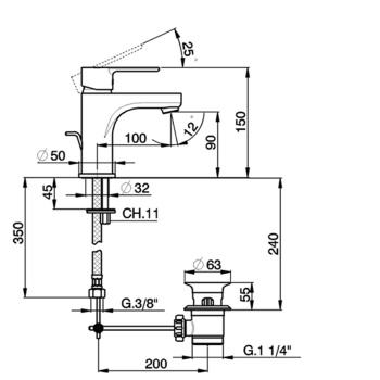 Смеситель для раковины Cisal Tender C200049021 хром