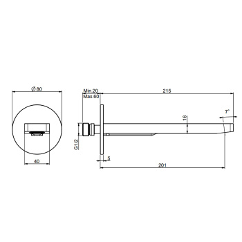 Излив для ванны Fima Carlo Frattini Flo 20, настенный, хром F2222CR