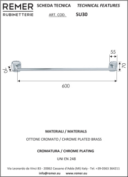 Полотенцедержатель Remer Suite 60см SU30 SU30CR