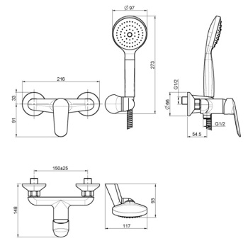Смеситель для душа внешнего монтажа Fima Carlo Frattini Spot с душевым комплектом, хром F3005CR