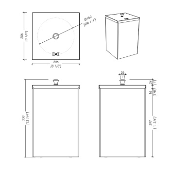 Ведро мусорное с крышкой Devon&Devon Cube хром CUBE306CR