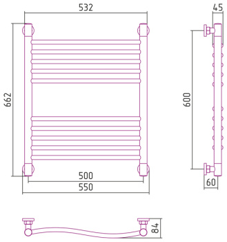 Полотенцесушитель водяной Сунержа Флюид 60x50 00-0222-6050