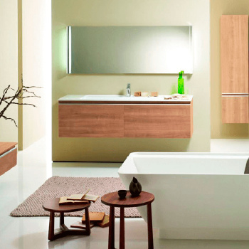 BurgBad Bel База подвесная с  умывальником из минер литья 161х48.7х46см, 2 выдв ящика,ручки профиль, цвет: кашемировый дубовый F2168 с зеркалом с подсветкой SIEE160