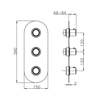 Cмеситель для душа Cisal Slim термостат, 2 положения, черный мат SM01V20040