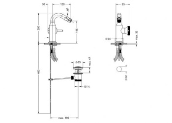 Смеситель для биде Jorger Valencia 638.10.111.000-12 хром/черный хрусталь