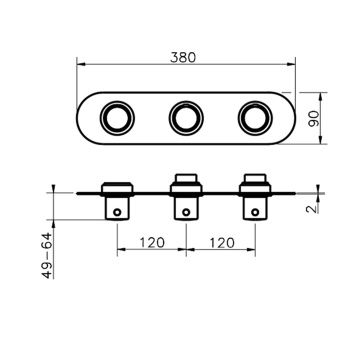 Cмеситель для душа Cisal Slim термостат, 2 положения, черный мат SM01R20040