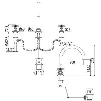 Смеситель для раковины Gattoni Trd TR097/18C0 хром