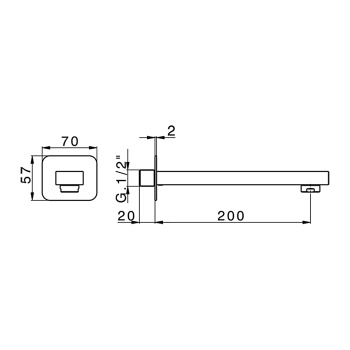 Настенный излив Cisal Cubic 200мм, Nichel Spazzolato CU0002412F