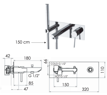 Смеситель для ванны Remer Minimal N04