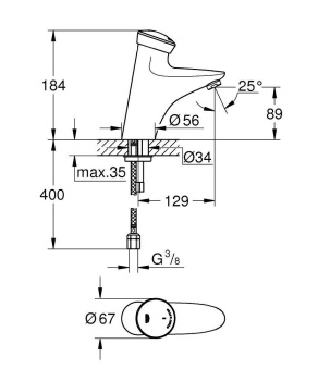 Вентиль для раковины GROHE Eurodisc SE, без функции смесителя, хром 36249000