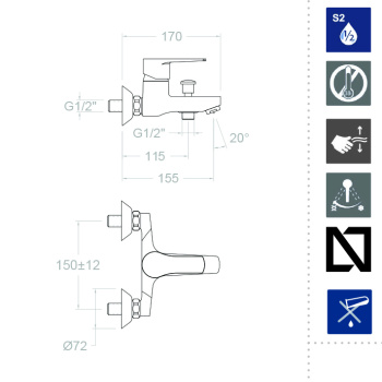 Смеситель для ванны Ramonsoler Titanium 1805S