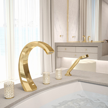 Смеситель на борт ванны THG Nihal Porcelaine Ivoire U2N-F30-1132SG soft gold
