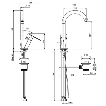 Смеситель для раковины Fima Carlo Frattini Serie 22 F3841NS.1 черный