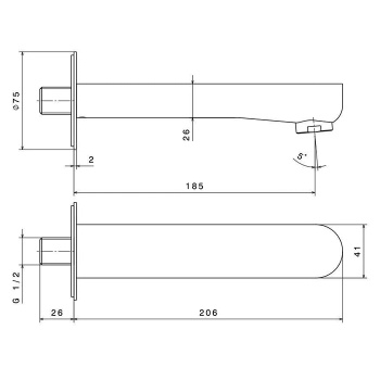 Настенный излив OLE Kerama Marazzi золотой атласный 69487KM.M0.071