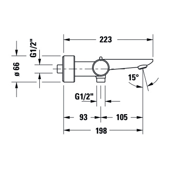 Duravit Термостатический смеситель для ванны/душа с изливом Wave, черный матовый