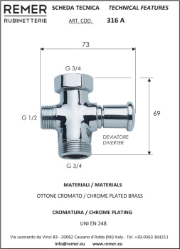 Дивертер Remer под излив пружинный 316A