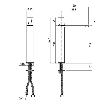 Смеситель для раковины Antonio Lupi Indigo ND303OL+MNFNO латунь