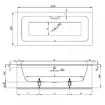 Стальная ванна Bette One 190x90 3314-000 PLUS AR