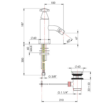 Смеситель для биде однорычажный Nicolazzi Star с донным клапаном, хром 4823CRA1