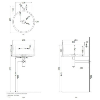 Раковина подвесная Cielo Sella SELS 40 см белый