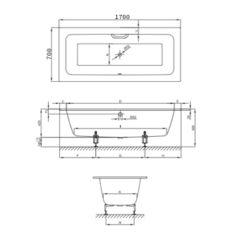 Стальная ванна Bette One 170x70 3311-000 PLUS