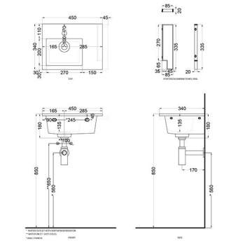 Раковина подвесная Cielo Era ERLA45 PL 45 см голубой