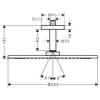 Axor ShowerSolutions Верхний душ, &Oslash; 350мм, 1jet, с держателем 100мм, потолочный монтаж, &frac