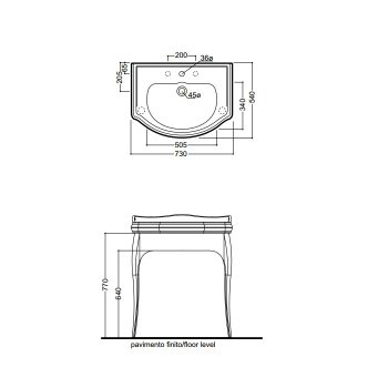 Раковина Kerasan Retro 73 73x54, с 3 отв, черный глянцевый 104704 nero*3