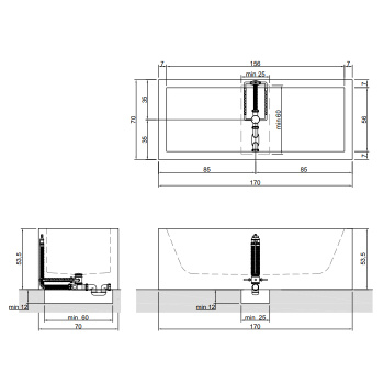 Ванна из искусственного камня Antonio Lupi Biblio 170x70 BIBLIO12 Bianco/cr