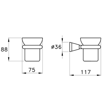 Держатель стакана или мыльницы подвесной Stella 130 (без стакана и мыльницы) 1012/1022 хром CT 10026 CR00