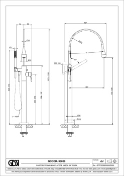 Смеситель для ванны Gessi Goccia 33029.713 Antique Brass