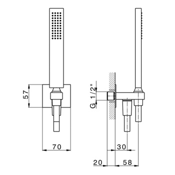 Душевой гарнитур Cisal Shower ручная лейка,шланг 150 см,вывод с держателем, черный матовый DS01886040