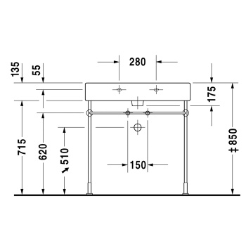Duravit Vero Металлическая консоль регулировка по высоте + 50 мм, хром для умывальника # 045480