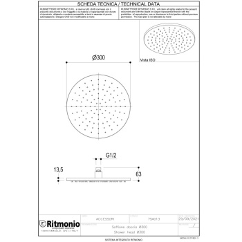 Верхний душ Ritmonio Shower D30 см хром 75A013CRL