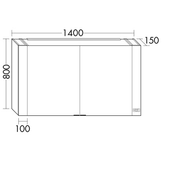Burgbad RL40 Зеркальный шкаф 140х15х80см., 2 зеркальные двери с обоих сторон, подсветка, 4 стеклянные полки, Smart-Home-System, 2 розетки SPQY140