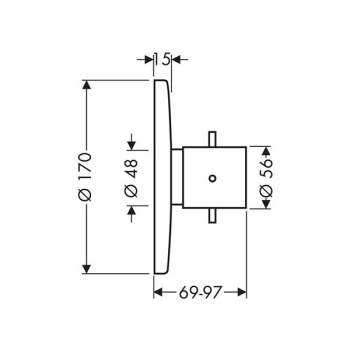 Axor Starck, Термостат Highflow, СМ, внешняя часть, цвет: хром 10715000