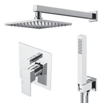 Душевой набор со смесителем встр. в стену Gattoni Kubik ручной лейкой и верхним душем 250х250, хром 2590/25C0 (ст. арт. KTQ15/PDC0)