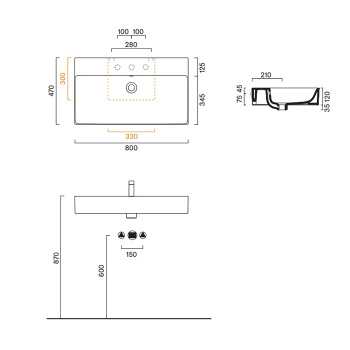 Раковина Catalano Premium 80х47, подвесная, без отв, белый глянцевый 220800001