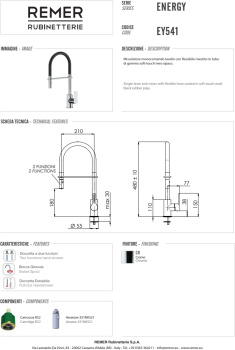 Смеситель для кухни Remer Energy  хром EY541