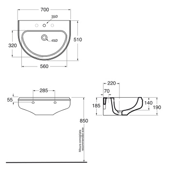Пьедестал для раковины Azzurra Charme CHA270, белый CHCLT0000000BI/(CHA300 bi)
