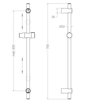 Душевая штанга Ramonsoler универсальная 700 мм золото 377303SOC