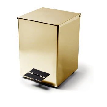 3SC Hotel Ведро 5 л. 18x22xh26 см, с педалью, с крышкой и механизмом softclose, из нерж.стали, цвет: золото 24к. Lucido HO69GD