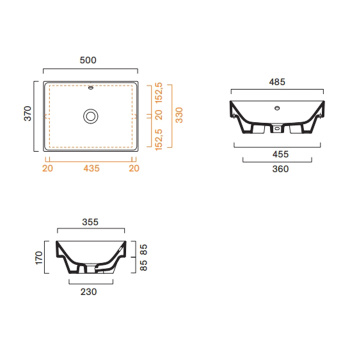 Раковина Catalano Zero 50x37 встраиваемая, без отв, белый глянцевый 124500001