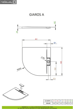 Душевой поддон Radaway Giaros A900 900 MKGA9090-03