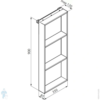 Полка тройная с крючком 35х90 см Novellini Frame R90AKFPO3590-Н, цвет Black Matt