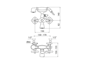 Смеситель для ваннны с душевым гарнитуром Mamoli EPOCA 1029F311E021