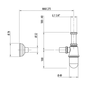 Сифон для раковины Gattoni Accessori 1/1 4 хром 0152/00C0