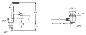 Смеситель для биде Jacob Delafon PURIST E14434-4A-CP