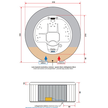 Минибассейн Gruppo Treesse Male 210x95см г/м, нагреватель 2kw, фильтр картридж, хромо-я, панель, серый, акрил белый PMAL01BP