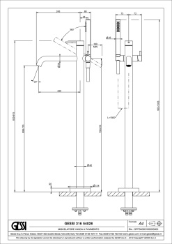 Смеситель для ванны Gessi Gessi316 54028.708 Copper Brushed PVD